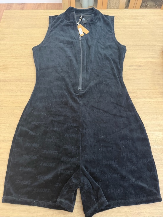 SKIMS Pants - SKIMS Black Sleeveless Terry Romper with Half-Zip size M-L